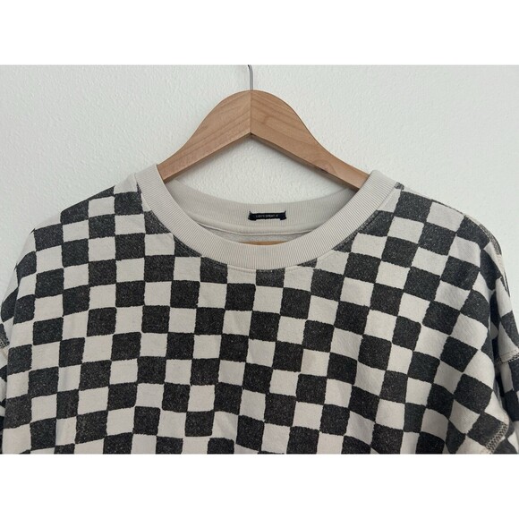 Mother Women's Black & White Checkered Pullover Sweatshirt Size L - Picture 4 of 10